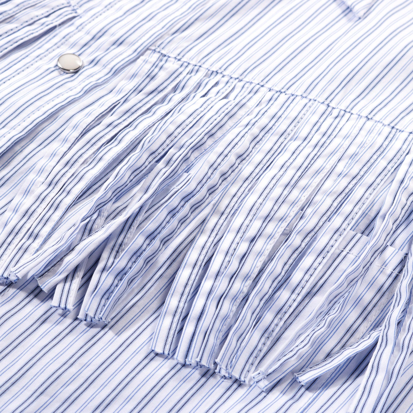 KAPITAL COTTON STRIPE FRINGED HUSKY WESTERN SHIRT BIG BORDER