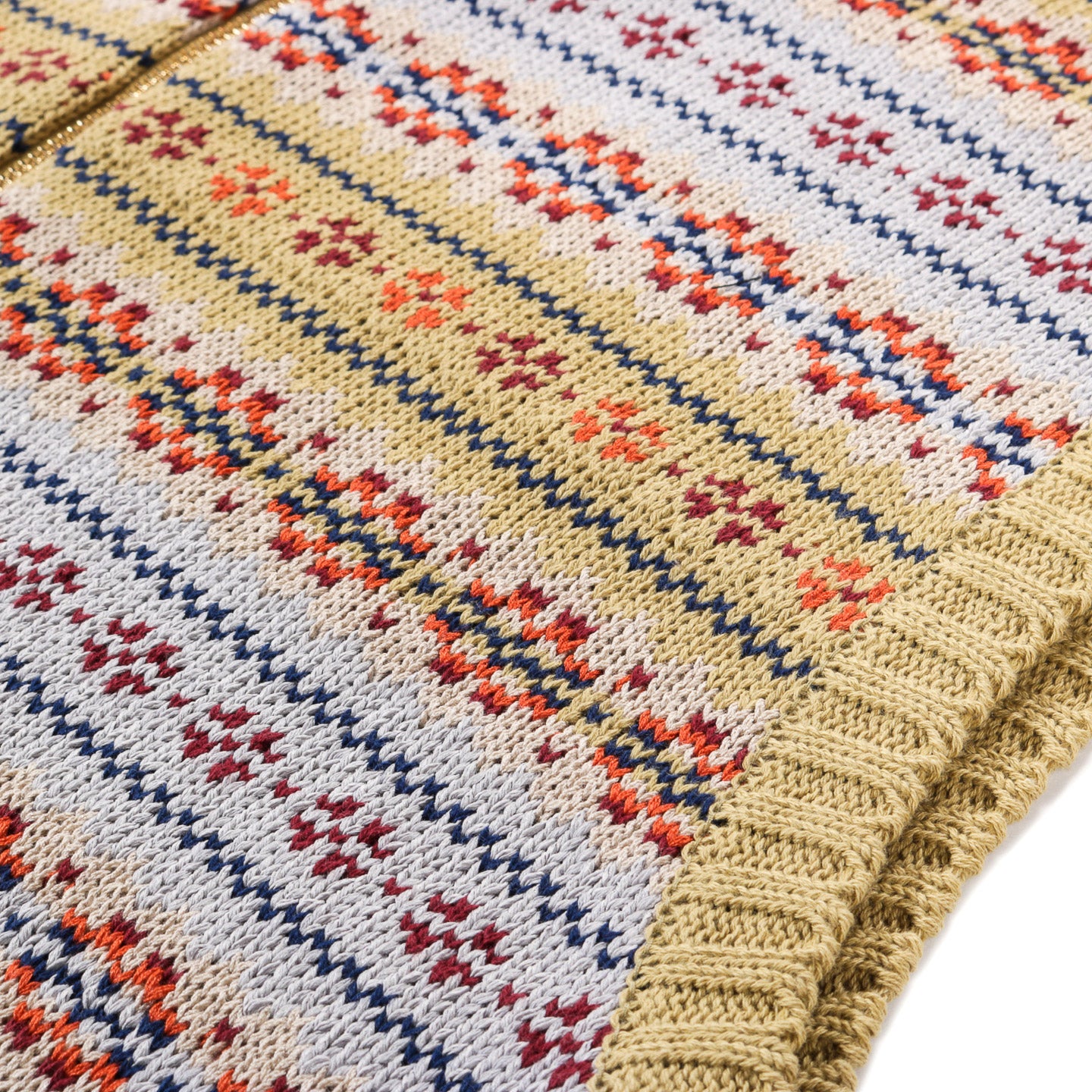 KAPITAL 5G FAIR ISLE HALF ZIP VEST LIGHT GREEN