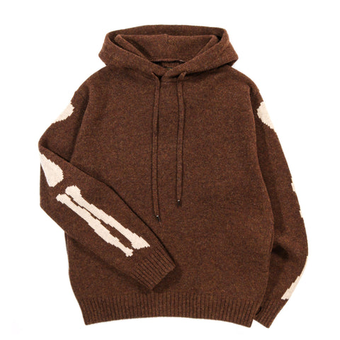 KAPITAL 5G WOOL BONE HOOD SWEATER BROWN