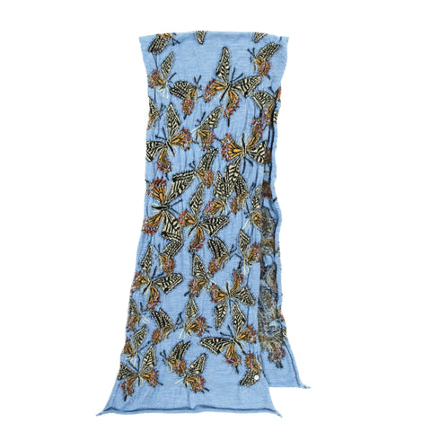 KAPITAL WOOL HAPPY SCARF BUTTERFLY SAX