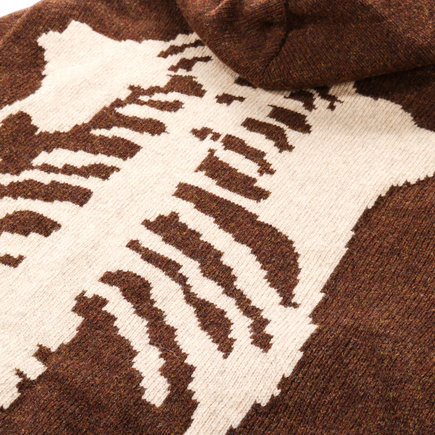 KAPITAL 5G WOOL BONE HOOD SWEATER BROWN