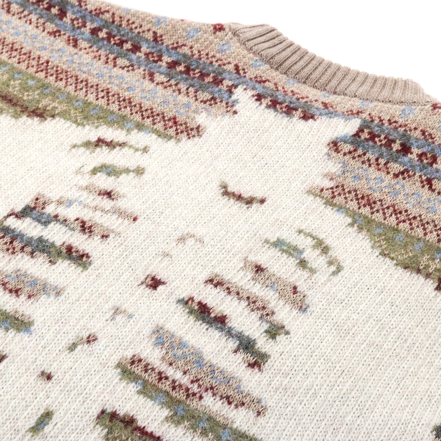 KAPITAL 7G WOOL FAIR ISLE BONE CREW SWEATER SAX