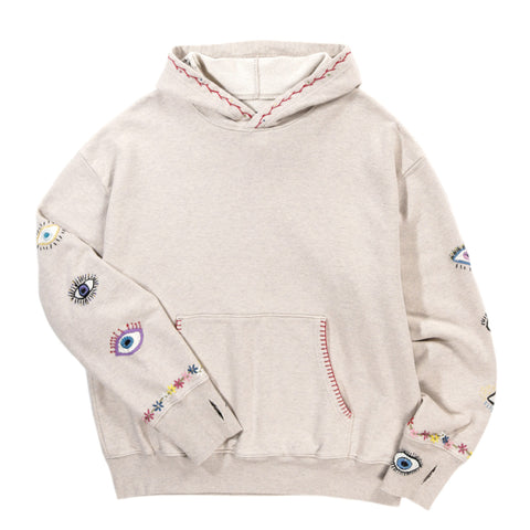 KAPITAL SWT KNIT HOODIE (SPEAKEASY EMBROIDERY) ECRU