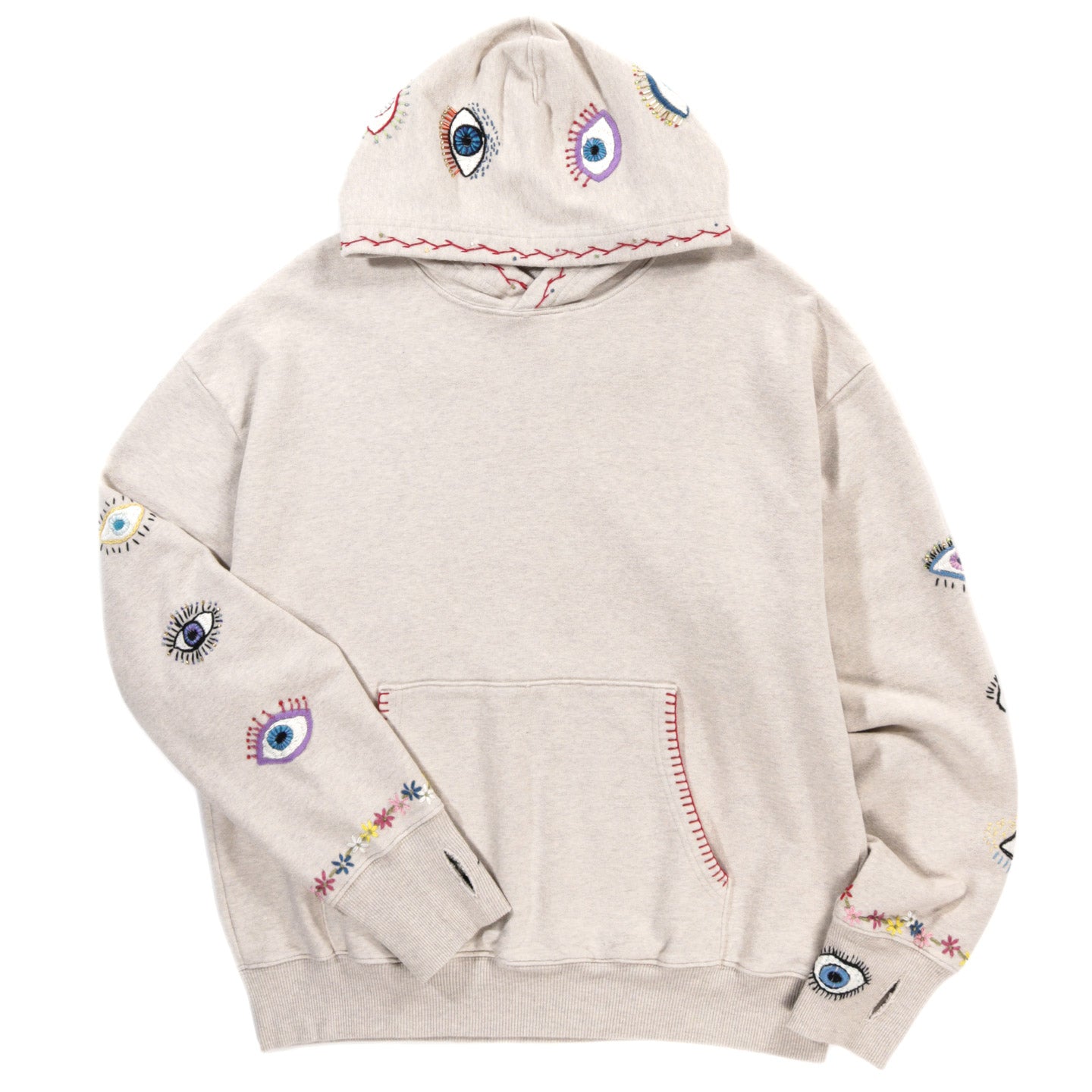KAPITAL SWT KNIT HOODIE (SPEAKEASY EMBROIDERY) ECRU