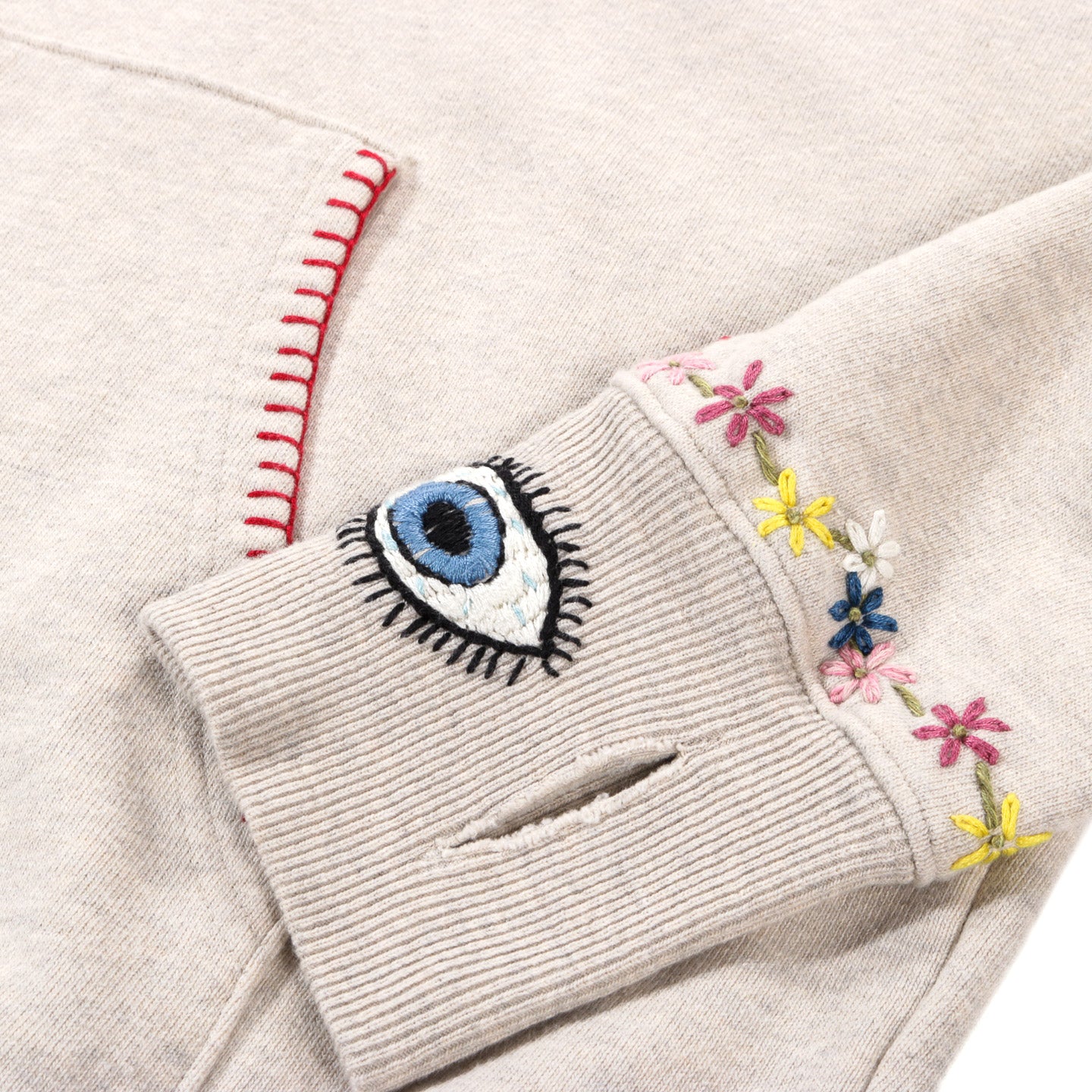 KAPITAL SWT KNIT HOODIE (SPEAKEASY EMBROIDERY) ECRU