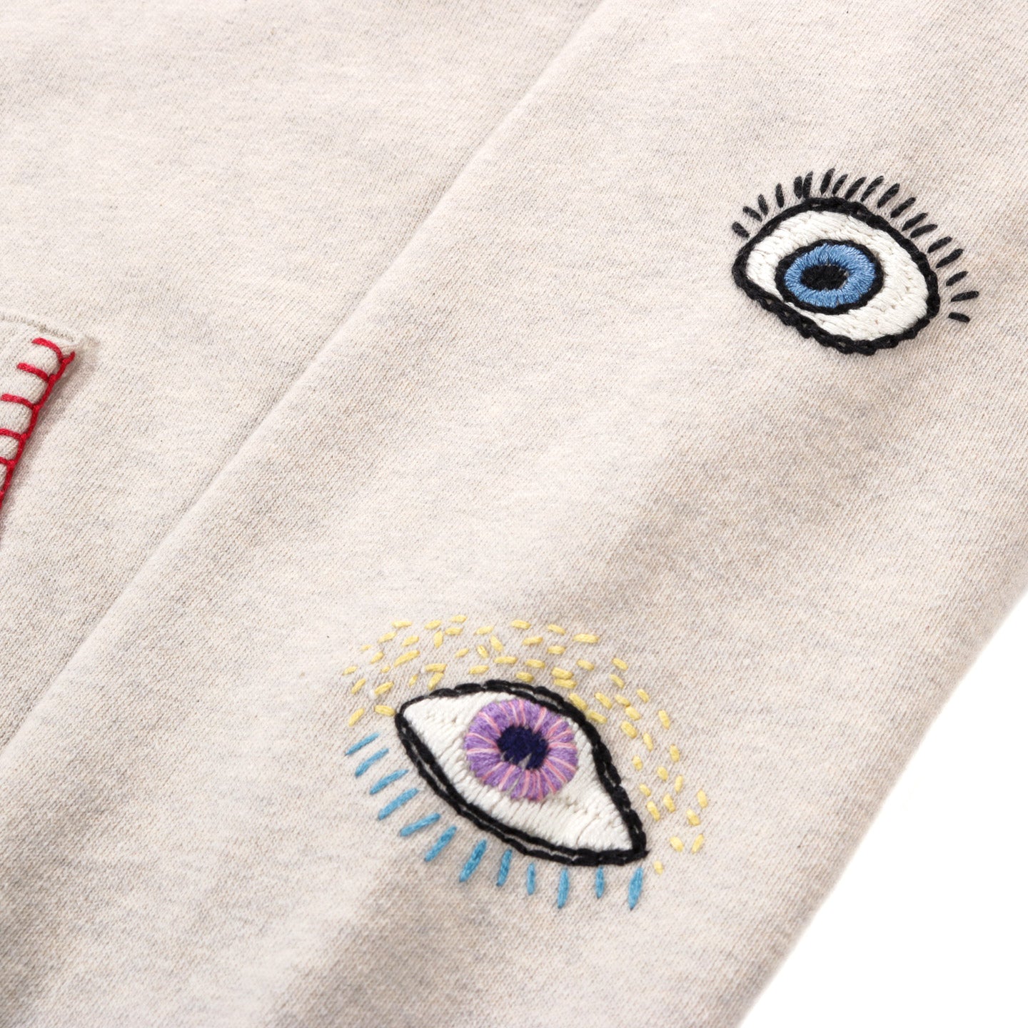 KAPITAL SWT KNIT HOODIE (SPEAKEASY EMBROIDERY) ECRU