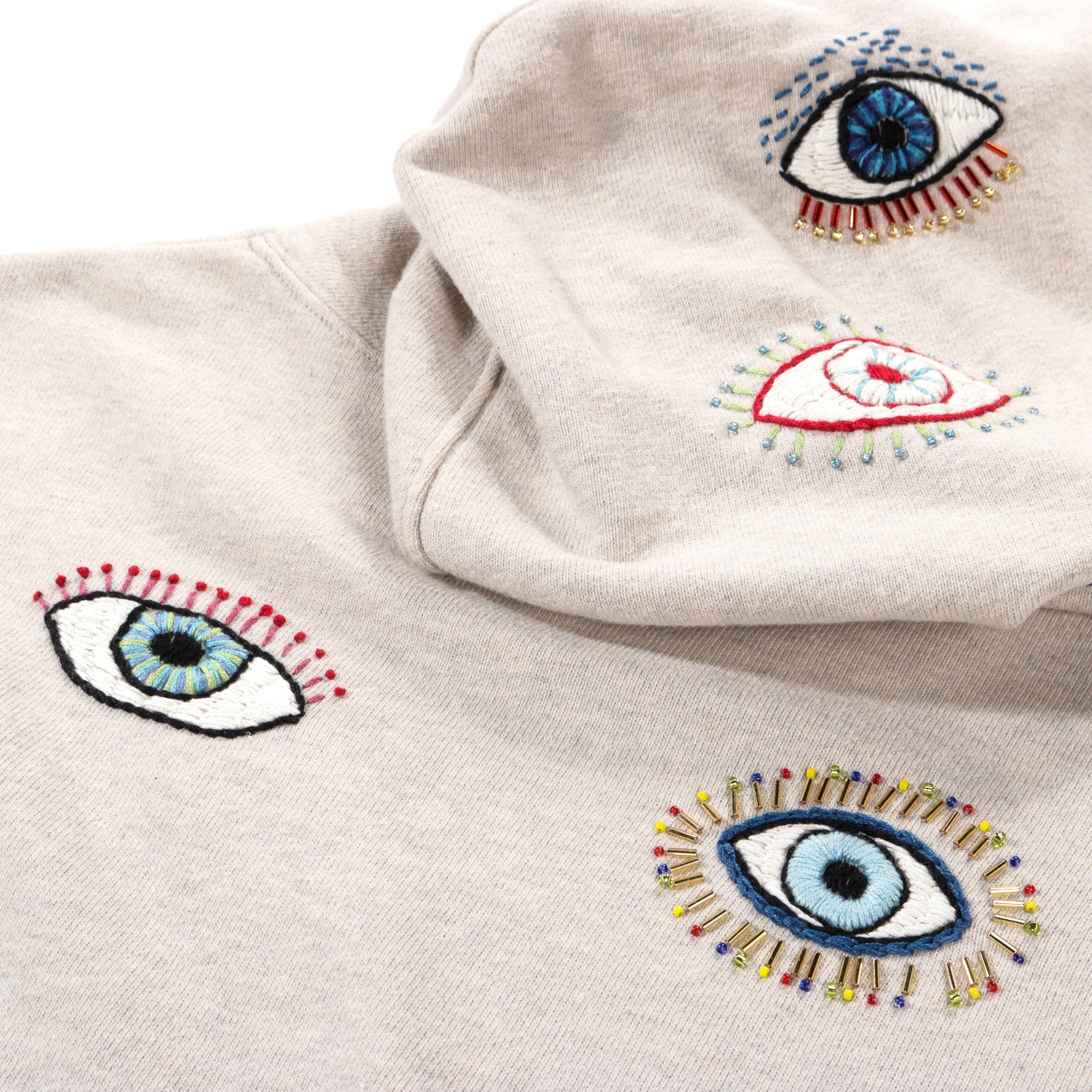 KAPITAL SWT KNIT HOODIE (SPEAKEASY EMBROIDERY) ECRU