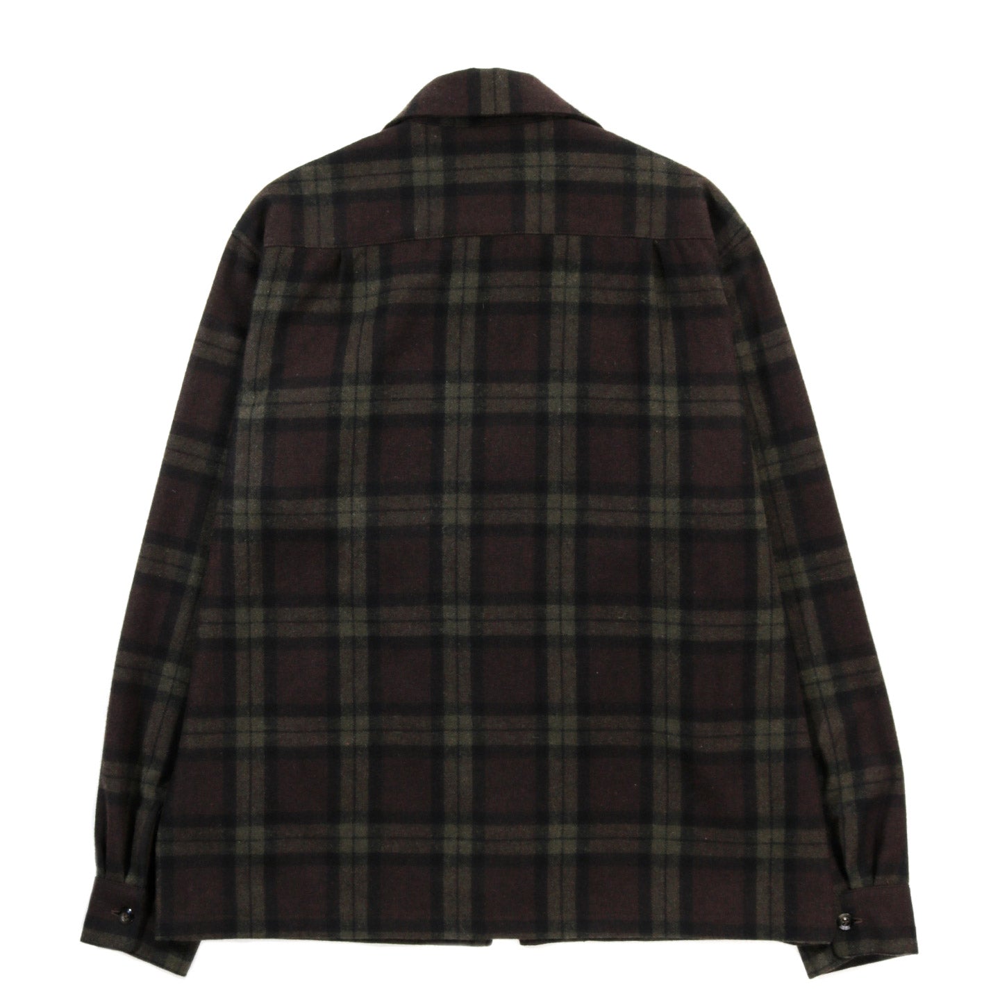 KAPITAL WOOL CHECK DRIZZLE OPEN COLLAR SHIRT KHAKI