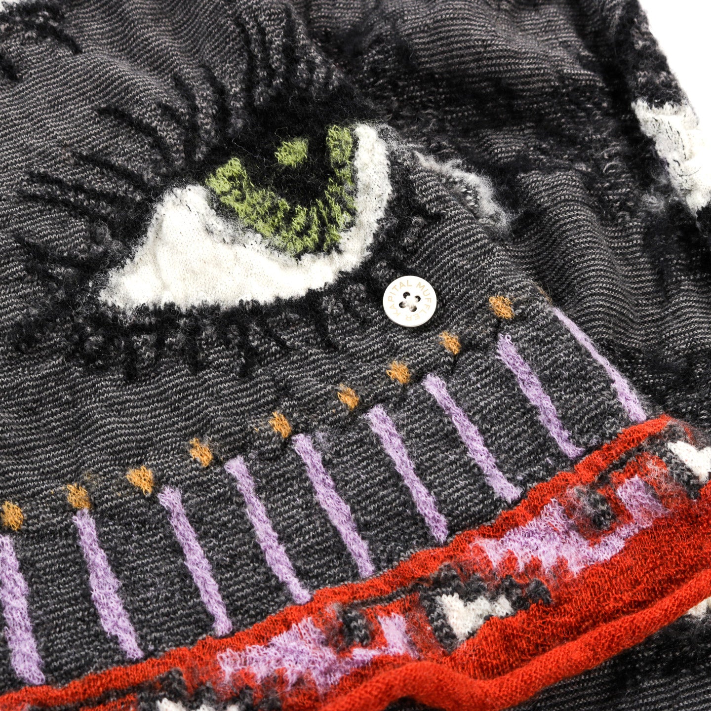 KAPITAL FULLING WOOL HAPPY SCARF SPEAKEASY COLORFUL CHARCOAL