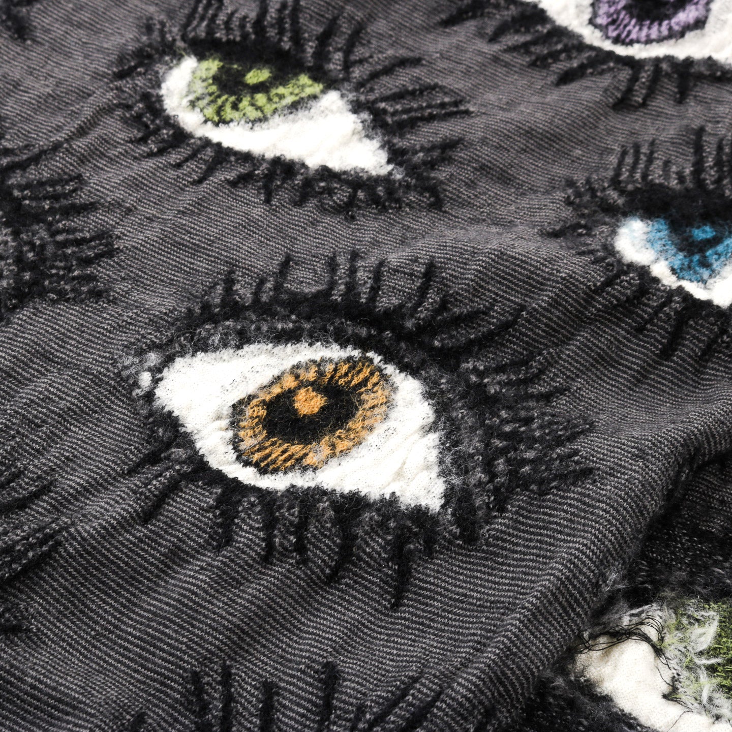 KAPITAL FULLING WOOL HAPPY SCARF SPEAKEASY COLORFUL CHARCOAL