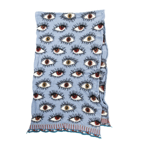 KAPITAL FULLING WOOL SCARF SPEAKEASY LIGHT BLUE