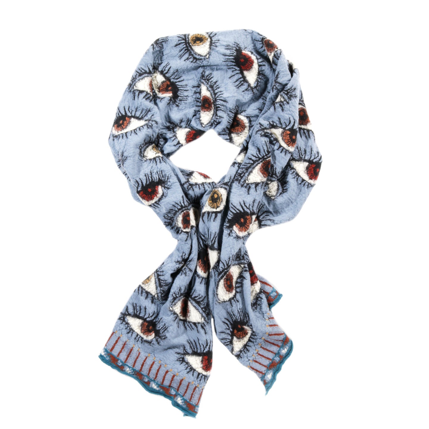 KAPITAL FULLING WOOL SCARF SPEAKEASY LIGHT BLUE