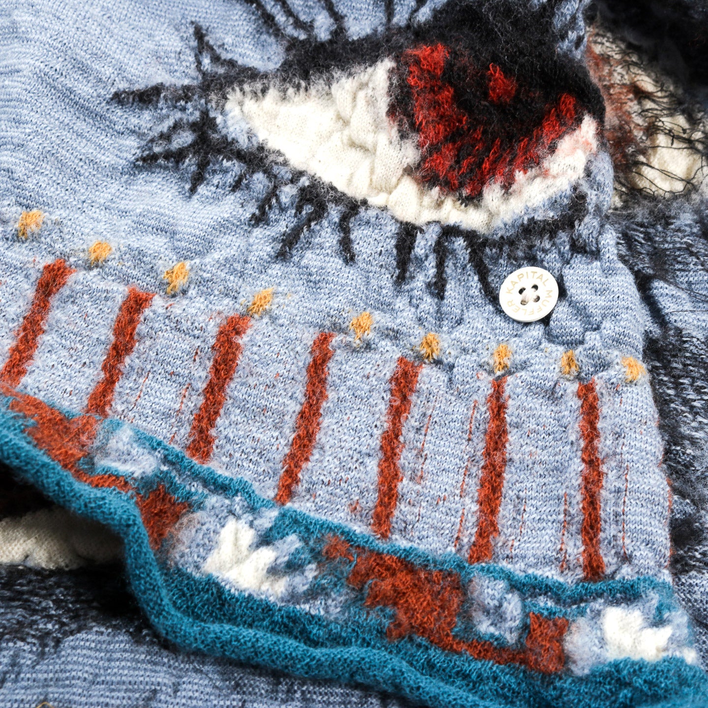 KAPITAL FULLING WOOL SCARF SPEAKEASY LIGHT BLUE