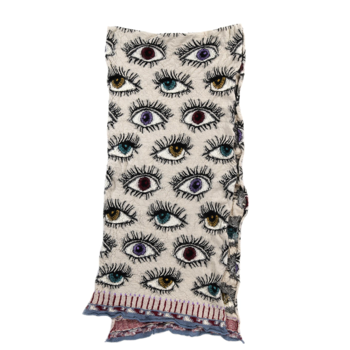 KAPITAL FULLING WOOL HAPPY SCARF SPEAKEASY COLORFUL ECRU