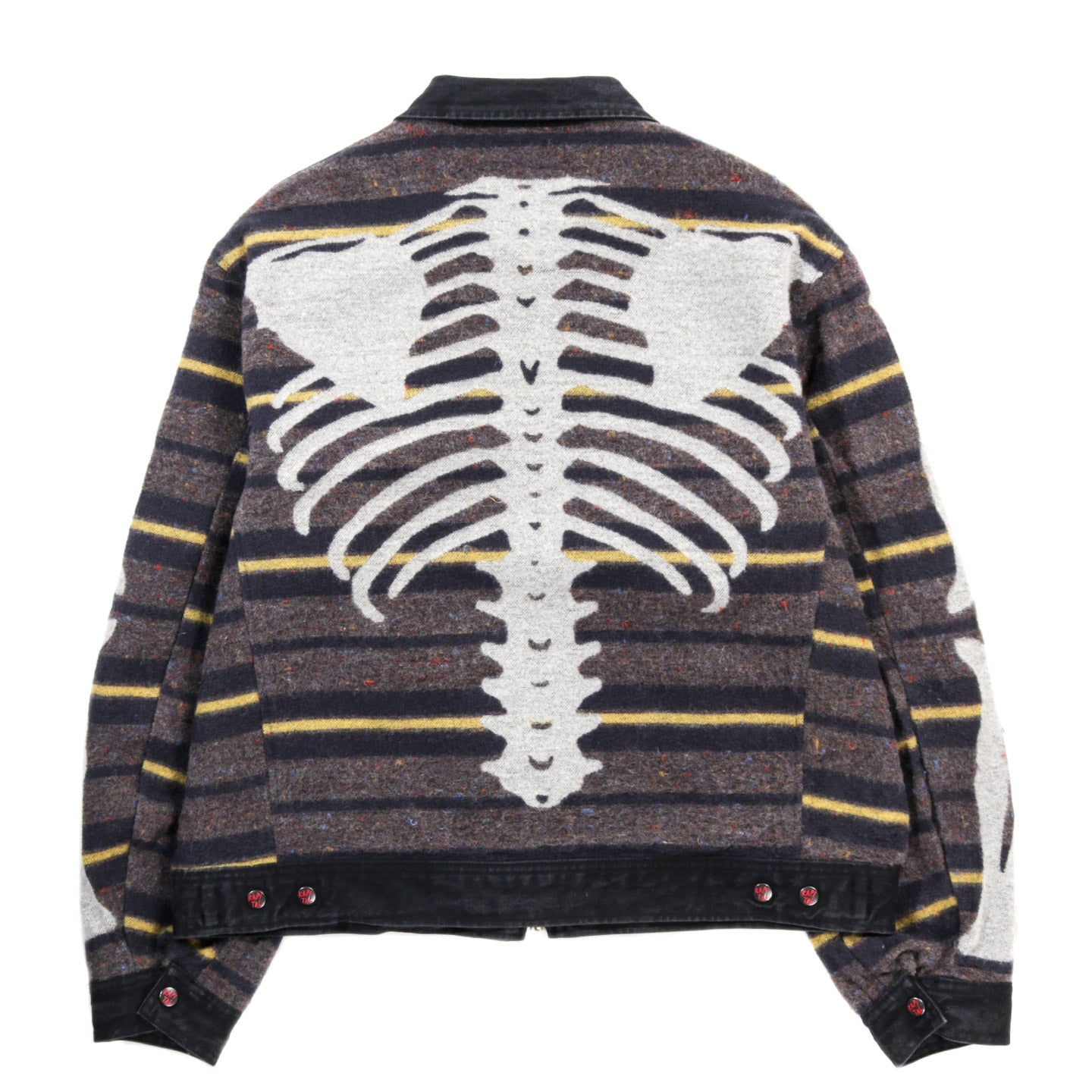 KAPITAL 14OZ DENIM BONE LINING REVERSIBLE ZIP-UP WORK JACKET BLACK X BLACK