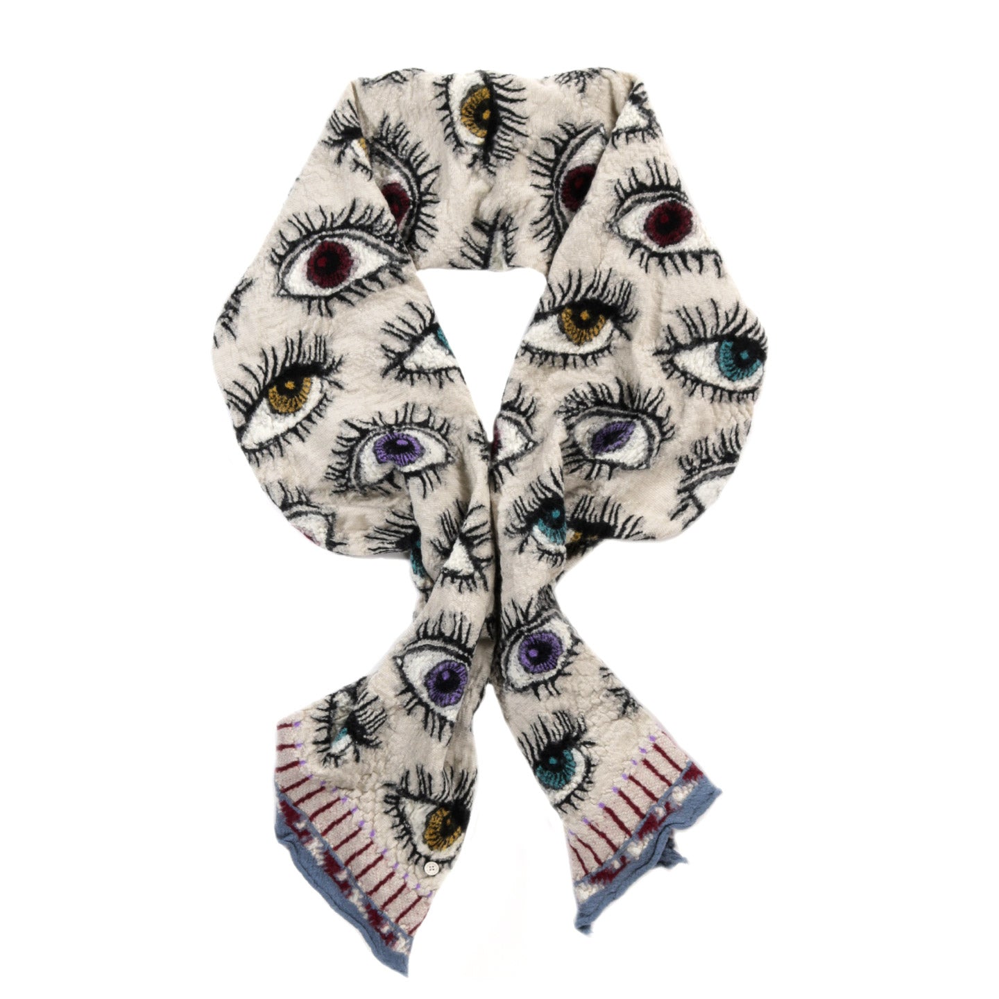 KAPITAL FULLING WOOL HAPPY SCARF SPEAKEASY COLORFUL ECRU