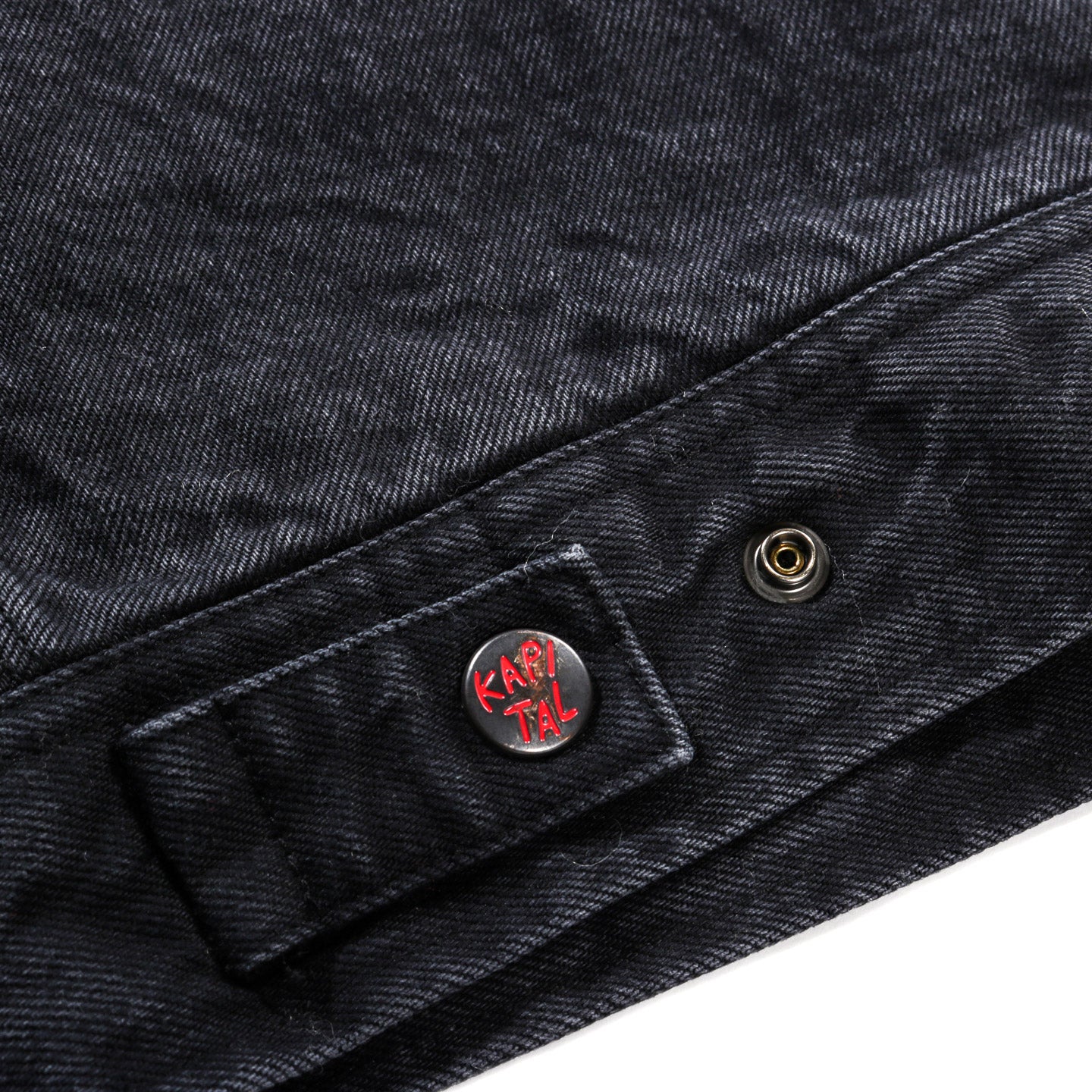 KAPITAL 14OZ DENIM BONE LINING REVERSIBLE ZIP-UP WORK JACKET BLACK X BLACK