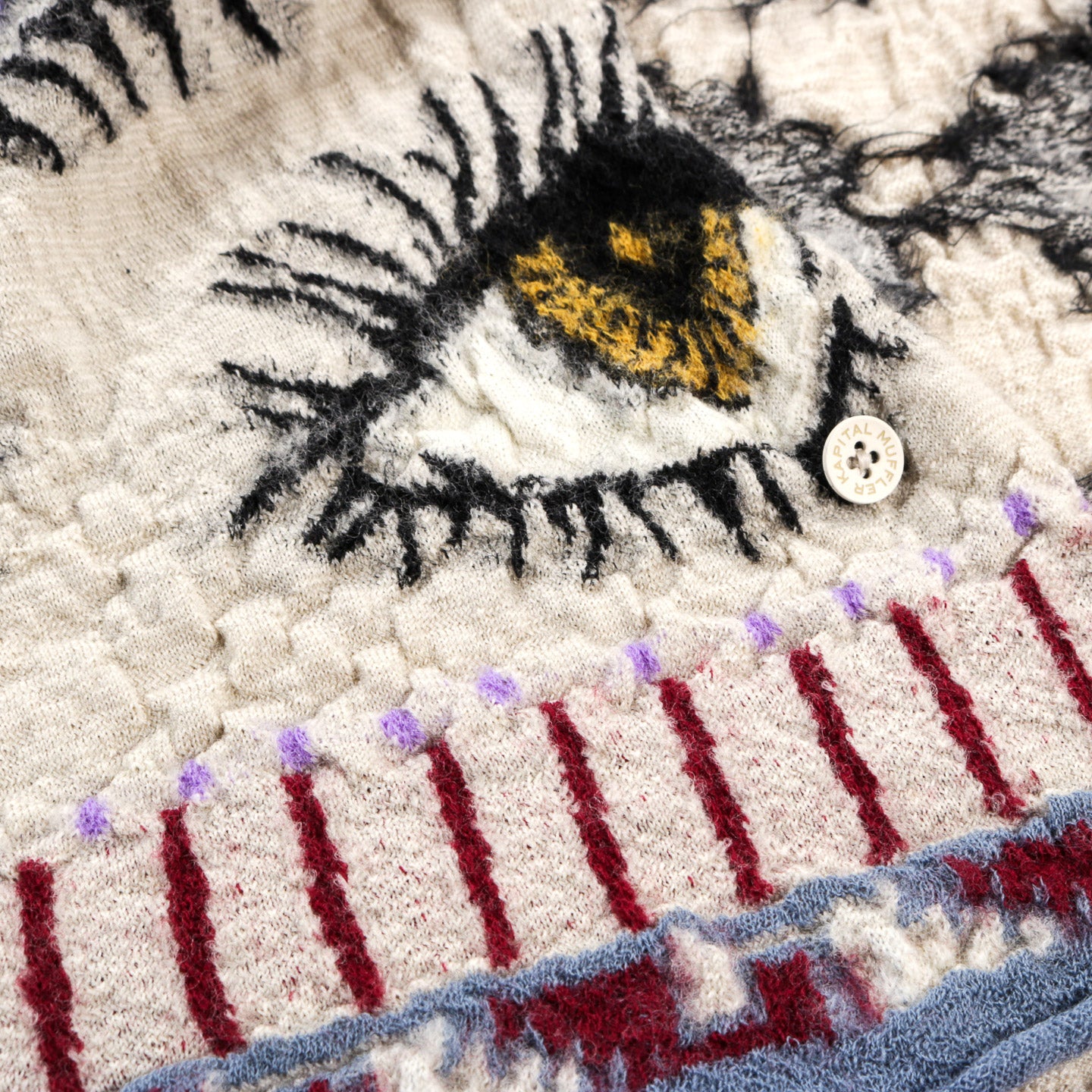 KAPITAL FULLING WOOL HAPPY SCARF SPEAKEASY COLORFUL ECRU