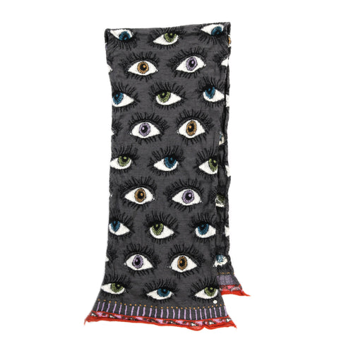 KAPITAL FULLING WOOL HAPPY SCARF SPEAKEASY COLORFUL CHARCOAL