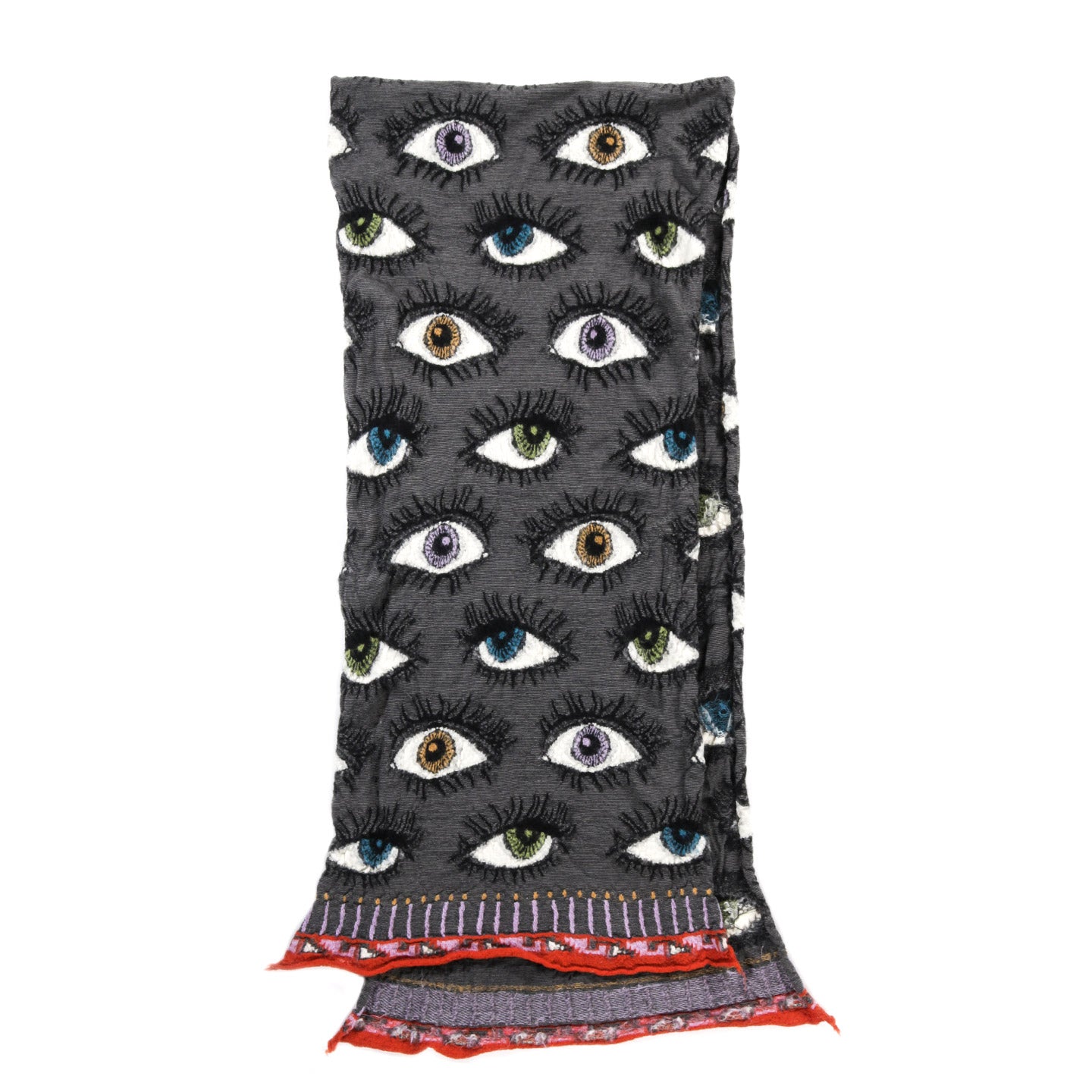 KAPITAL FULLING WOOL HAPPY SCARF SPEAKEASY COLORFUL CHARCOAL