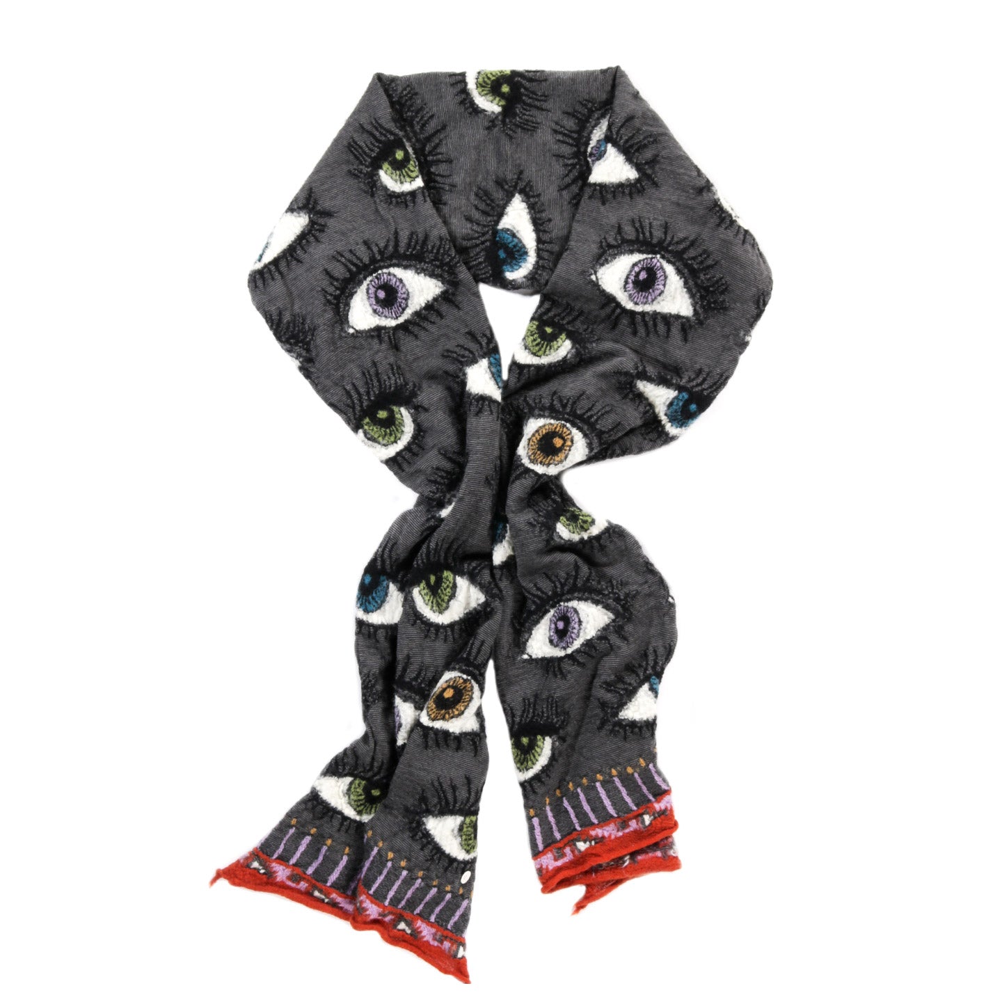 KAPITAL FULLING WOOL HAPPY SCARF SPEAKEASY COLORFUL CHARCOAL