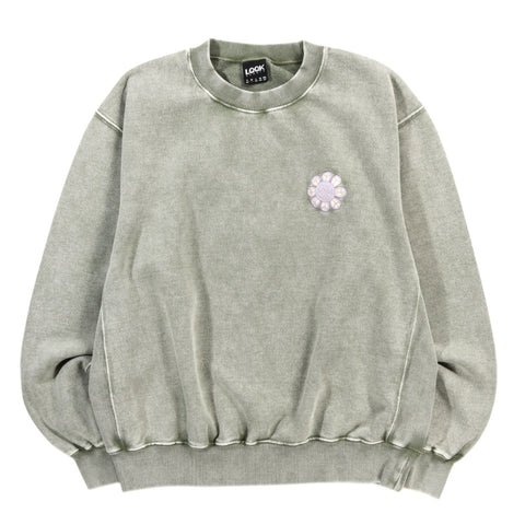 LQQK STUDIO FLOWER POWER CREW NECK SAGE GREEN