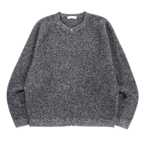 LADY WHITE CO. WOOL LINK ZIP CARDIGAN BLACK TWIST
