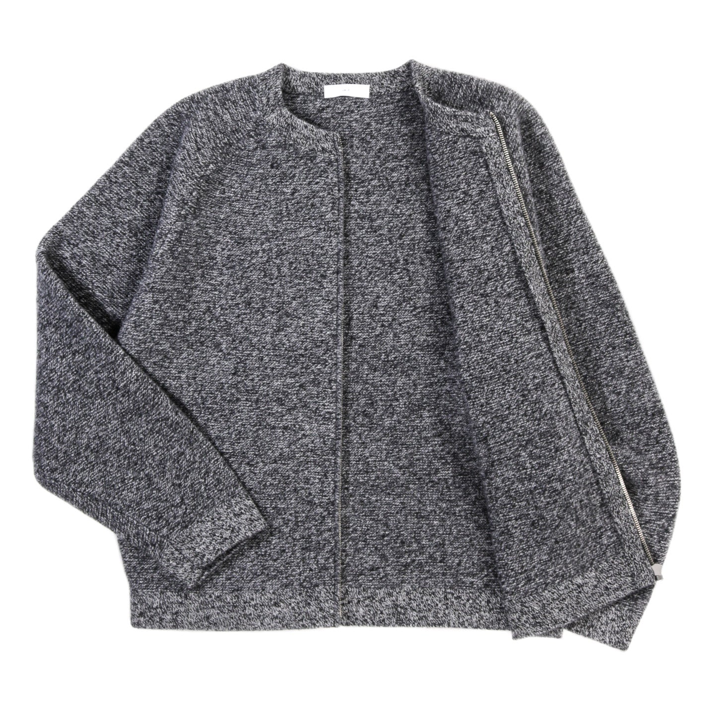 LADY WHITE CO. WOOL LINK ZIP CARDIGAN BLACK TWIST