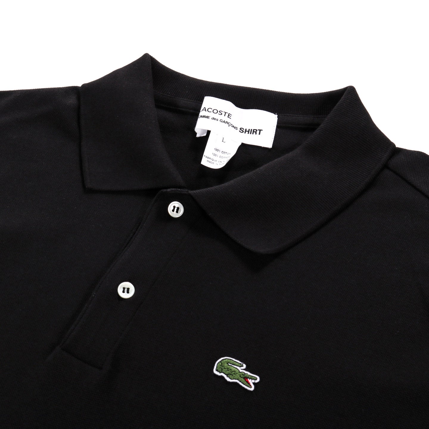 COMME DES GARCONS SHIRT T015 LACOSTE TWISTED POLO  BLACK