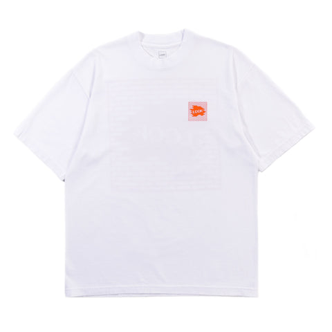 LQQK STUDIO BRICK LOGO TEE WHITE / ORANGE