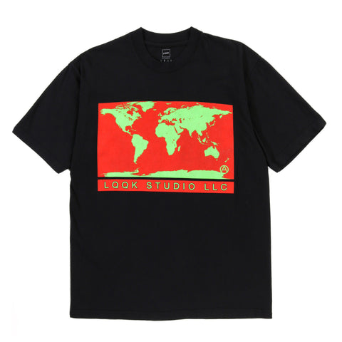 LQQK STUDIO WORLD MAP TEE BLACK