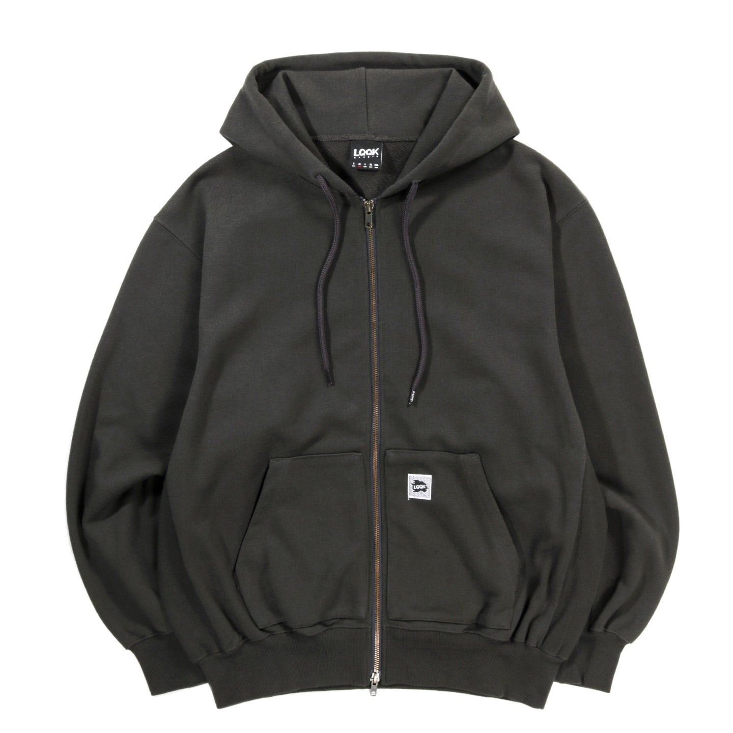 LQQK STUDIO BRICK LOGO ZIP HOODIE VINTAGE BLACK