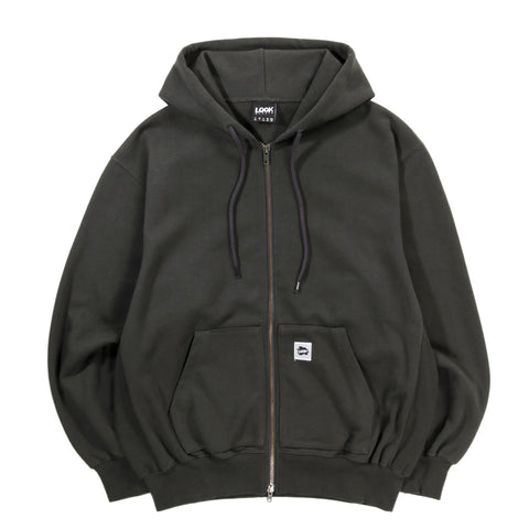 LQQK STUDIO BRICK LOGO ZIP HOODIE VINTAGE BLACK