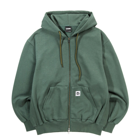 LQQK STUDIO BRICK LOGO ZIP HOODIE GREEN