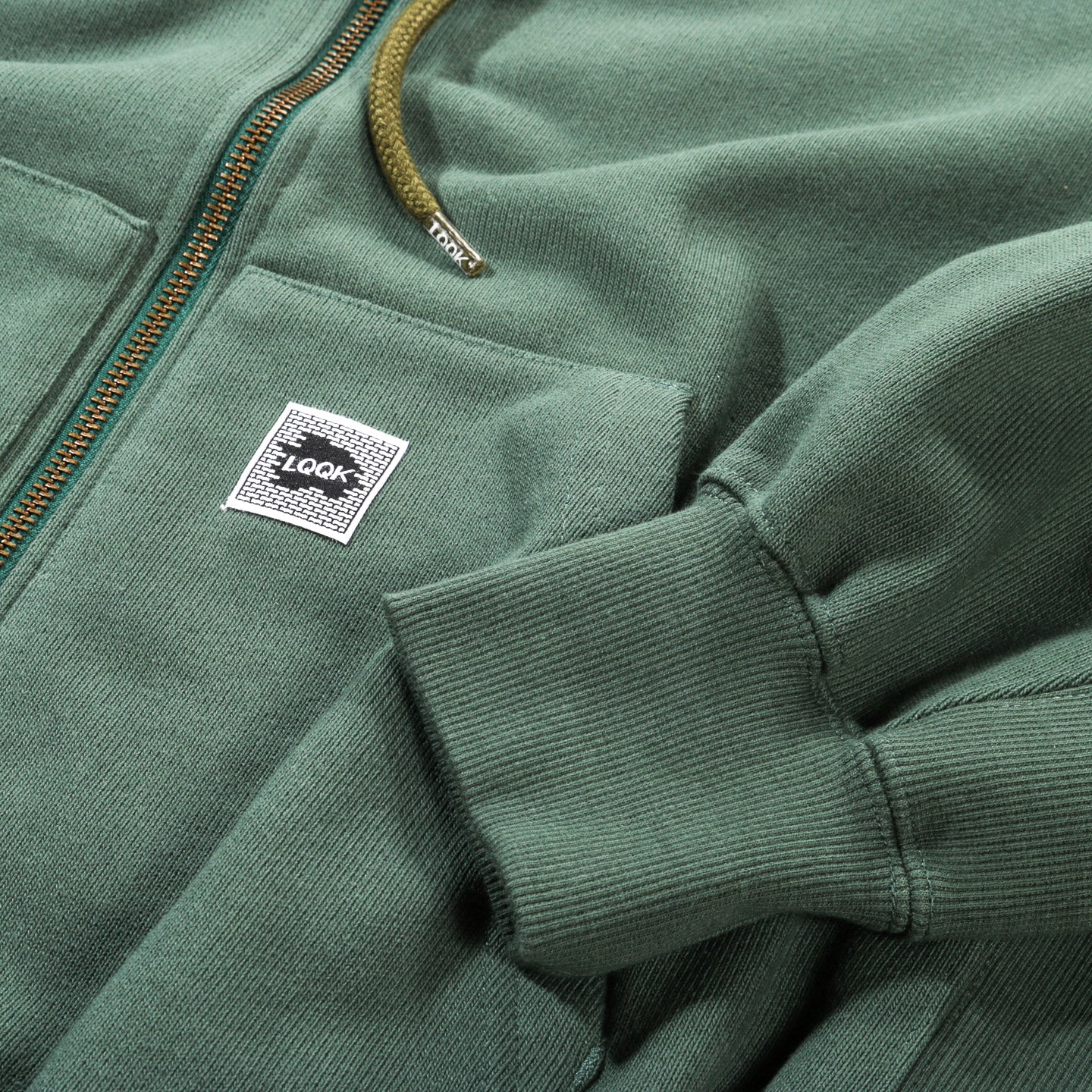 LQQK STUDIO BRICK LOGO ZIP HOODIE GREEN