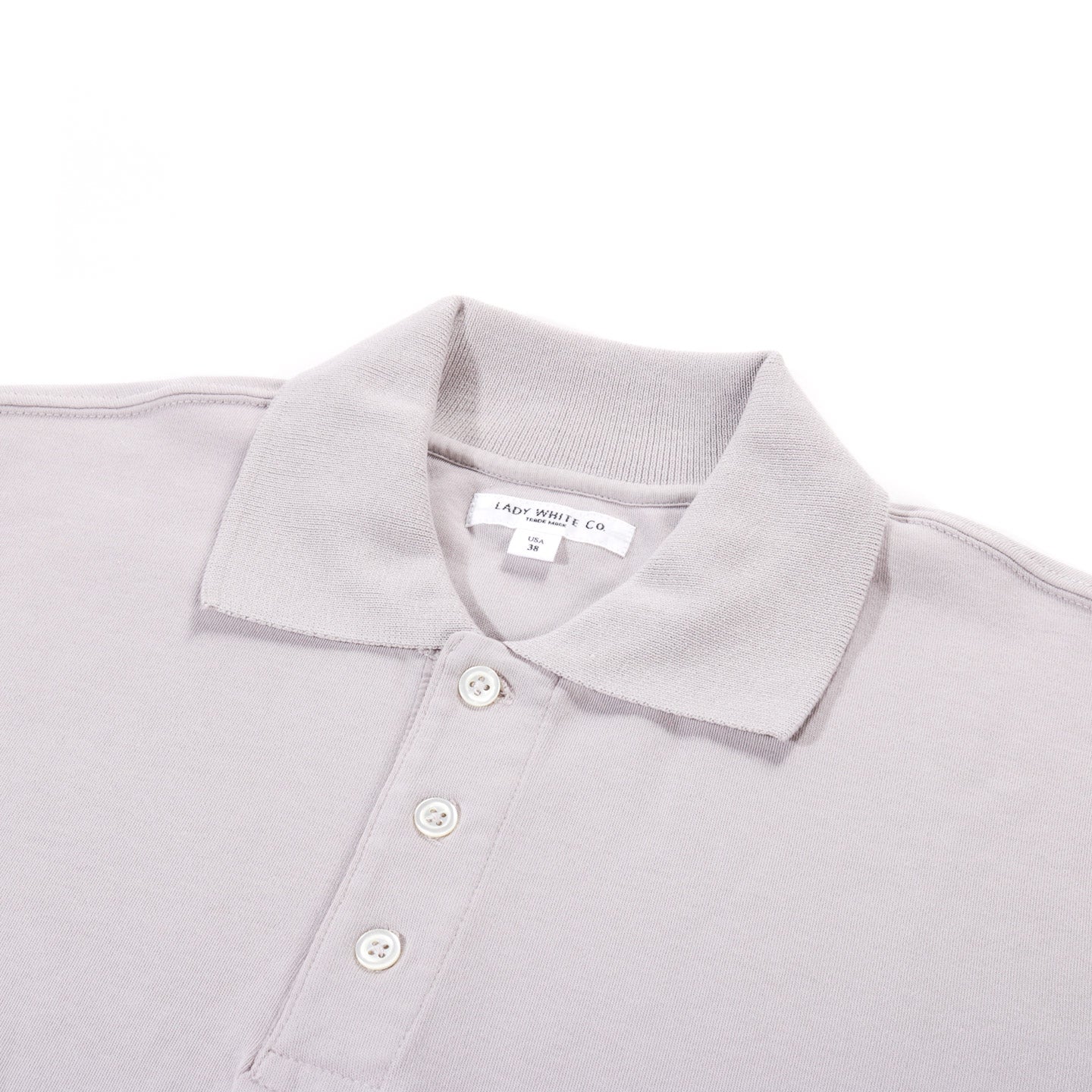 LADY WHITE CO. THREE BUTTON POLO SCARLET GREY