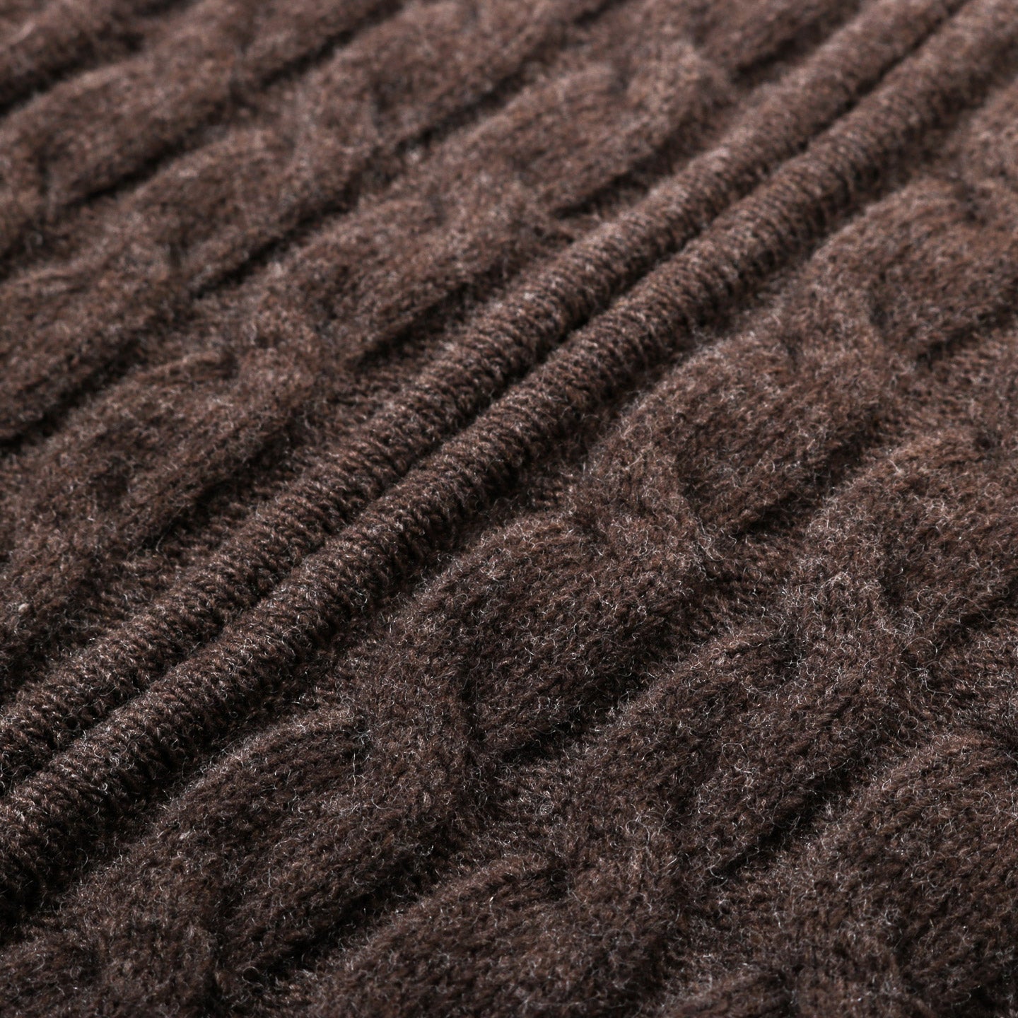MFPEN EDITOR ZIP SWEATER BROWN CABLE KNIT