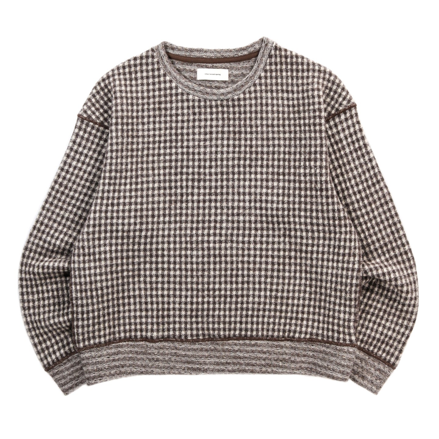 MFPEN FUZZY PULLOVER BROWN HOUNDSTOOTH CHECK