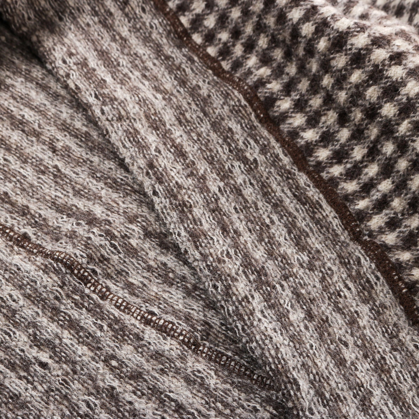 MFPEN FUZZY PULLOVER BROWN HOUNDSTOOTH CHECK