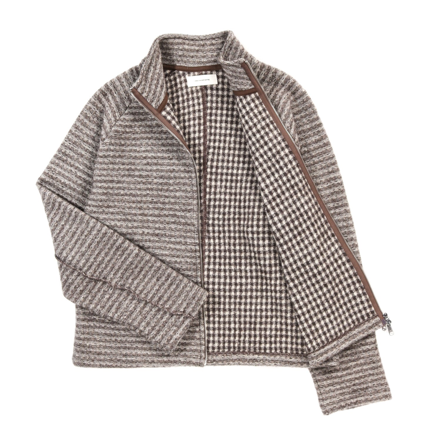 MFPEN LEISURE ZIP UP SHREDDED BROWN STRIPE