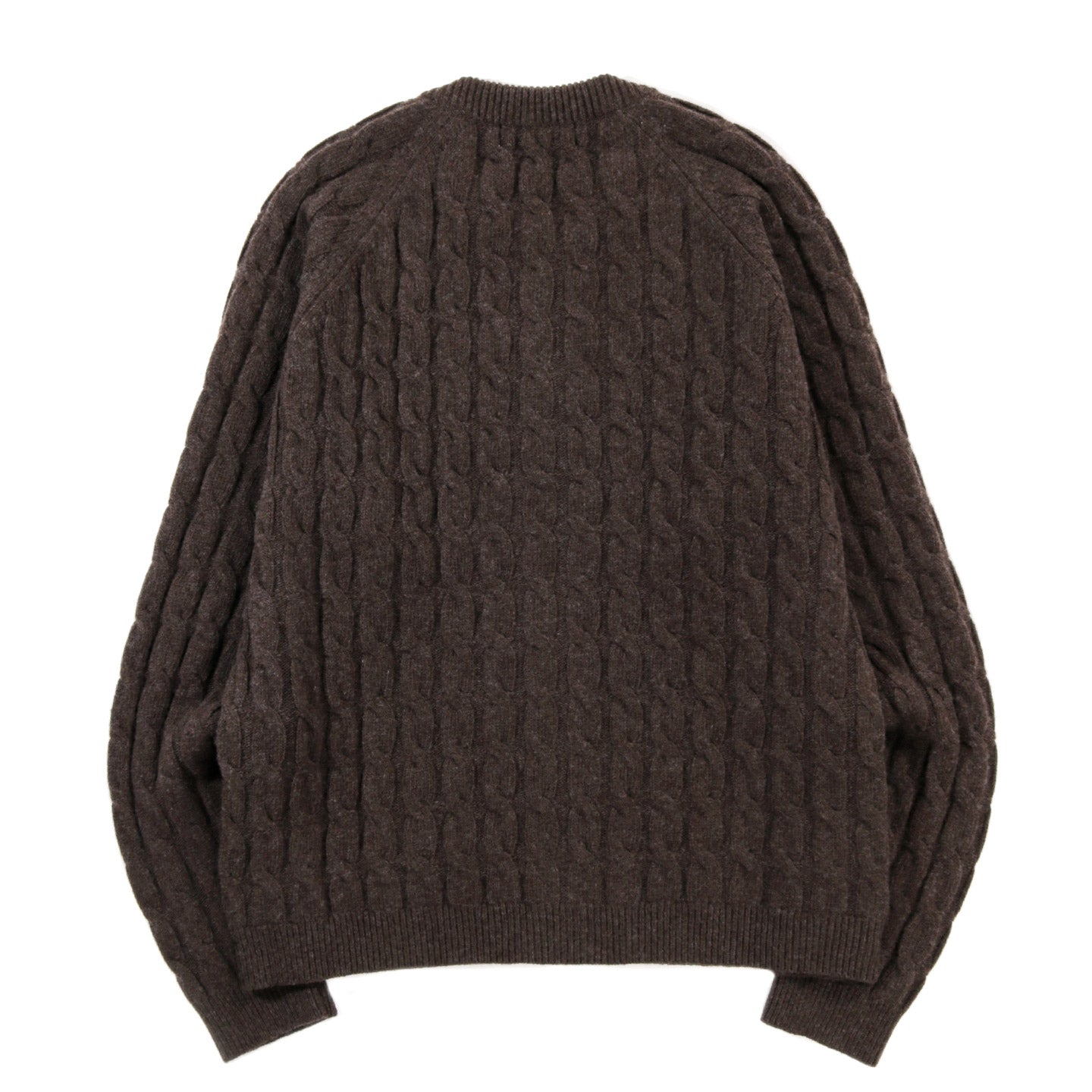 MFPEN EDITOR ZIP SWEATER BROWN CABLE KNIT