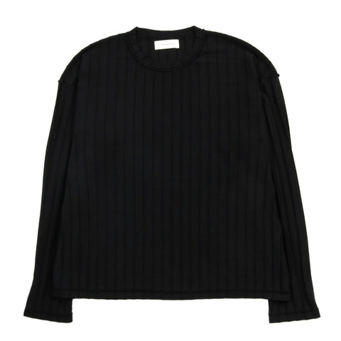 MFPEN ROUND NECK SWEATER BLACK INVERTED AJOUR STRIPE