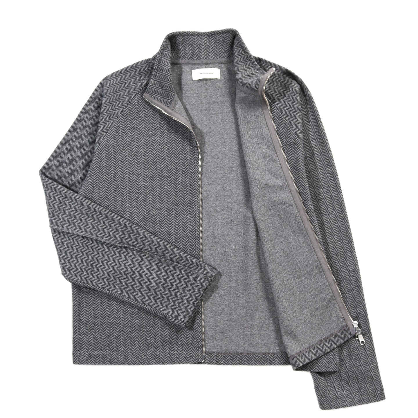 MFPEN LEISURE ZIP UP GREY HERRINGBONE
