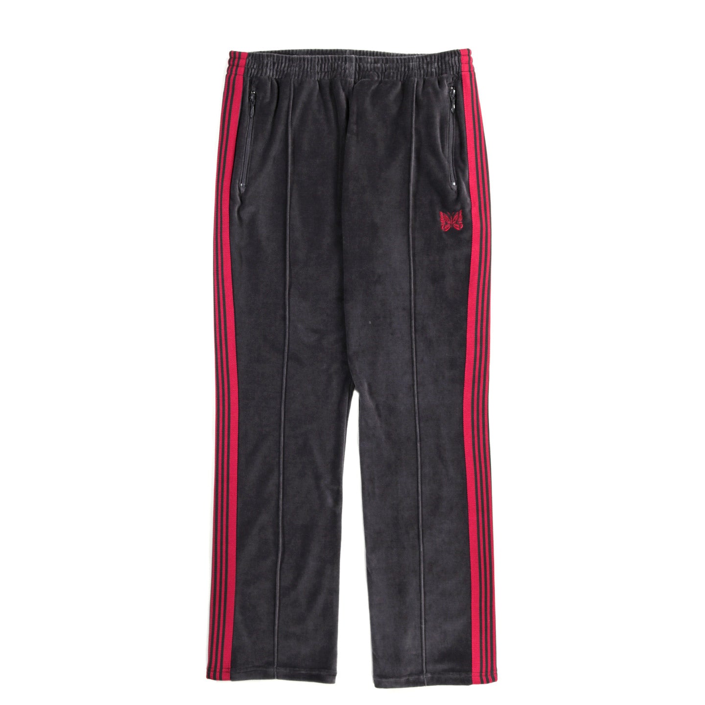 NEEDLES NARROW TRACK PANT VELOUR CHARCOAL   TODAY CLOTHING