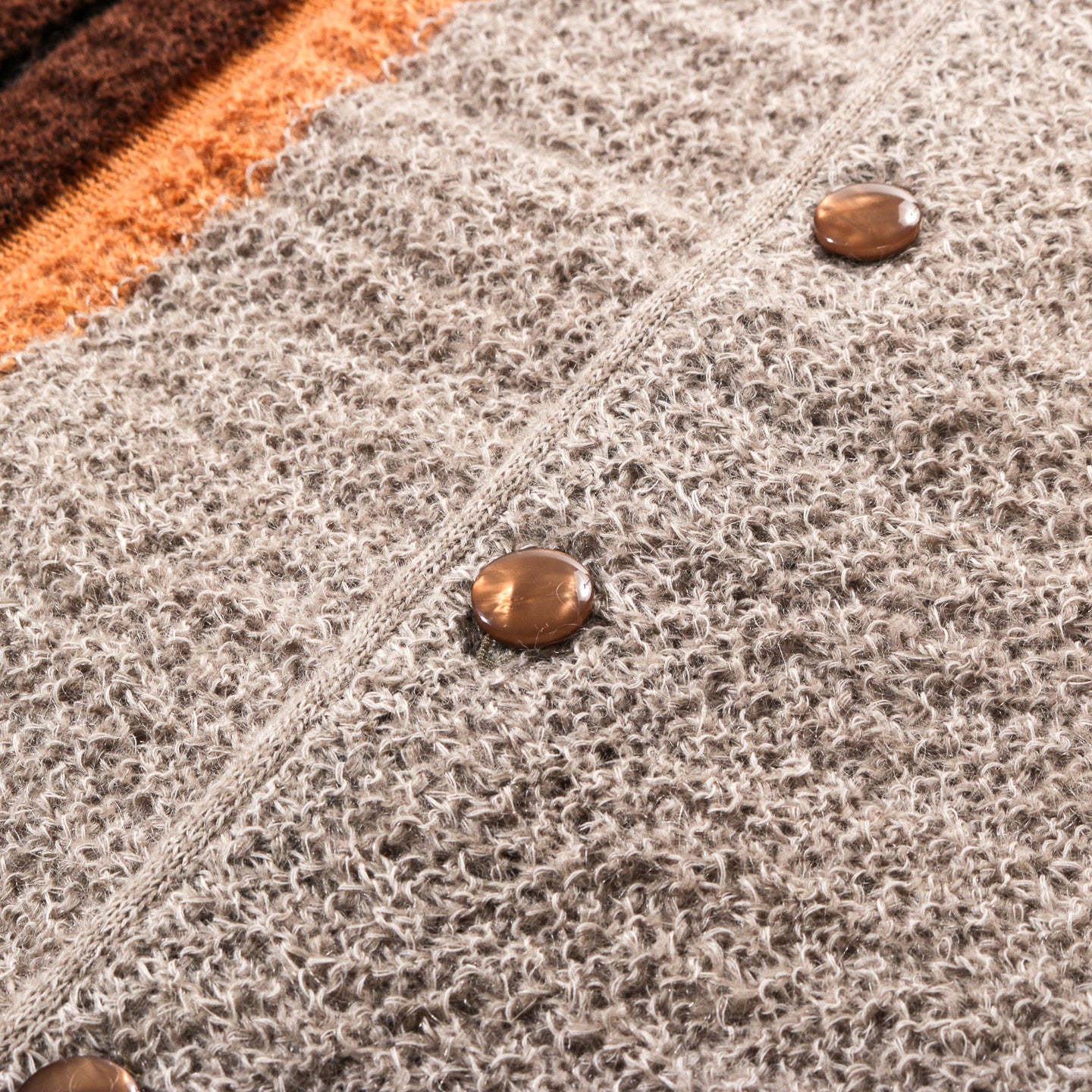 NEEDLES KNIT CARDIGAN CREPE WEAVE STRIPE TAUPE