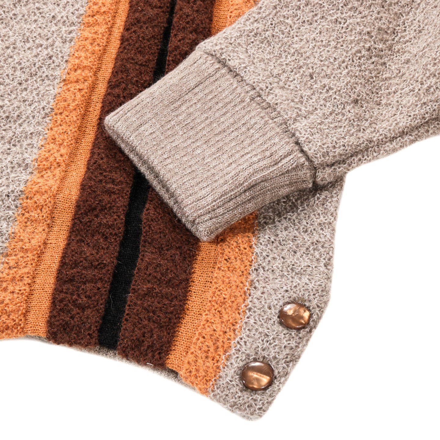 NEEDLES KNIT CARDIGAN CREPE WEAVE STRIPE TAUPE