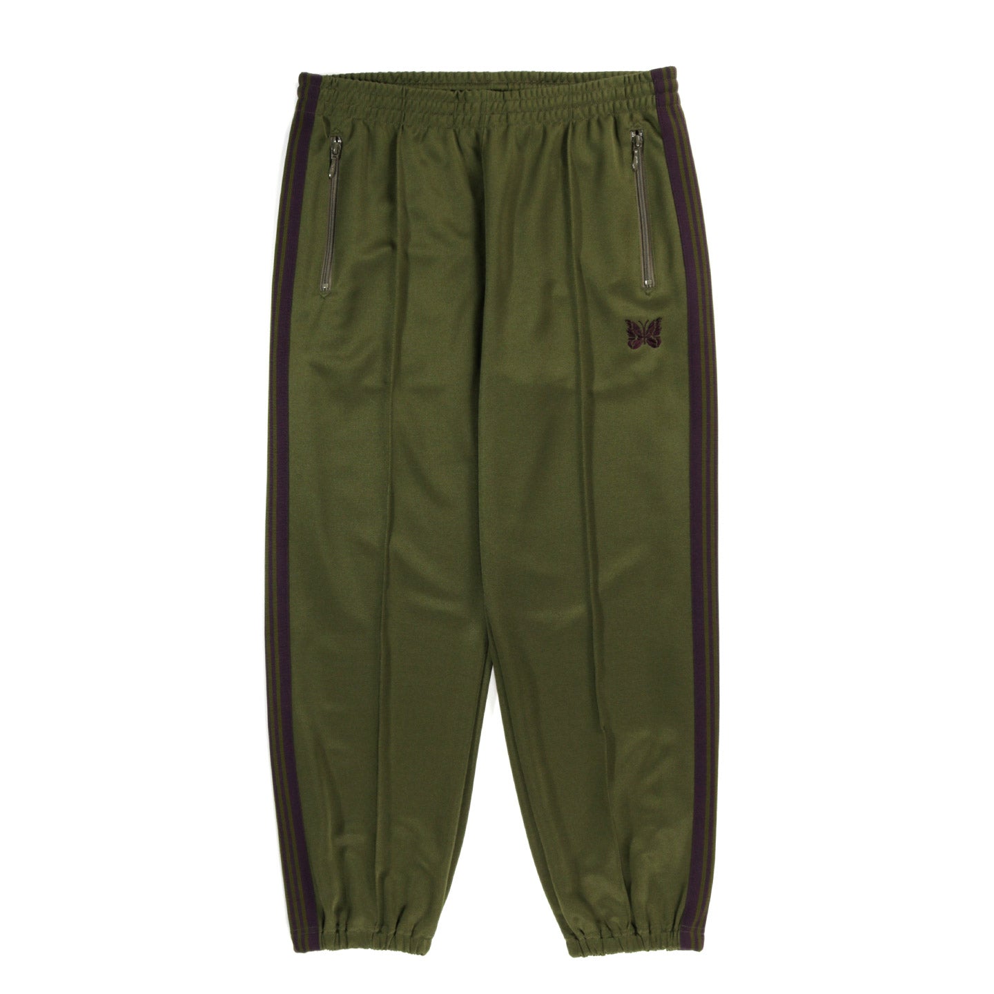 NEEDLES ZIPPED TRACK PANT POLY SMOOTH OLIVE