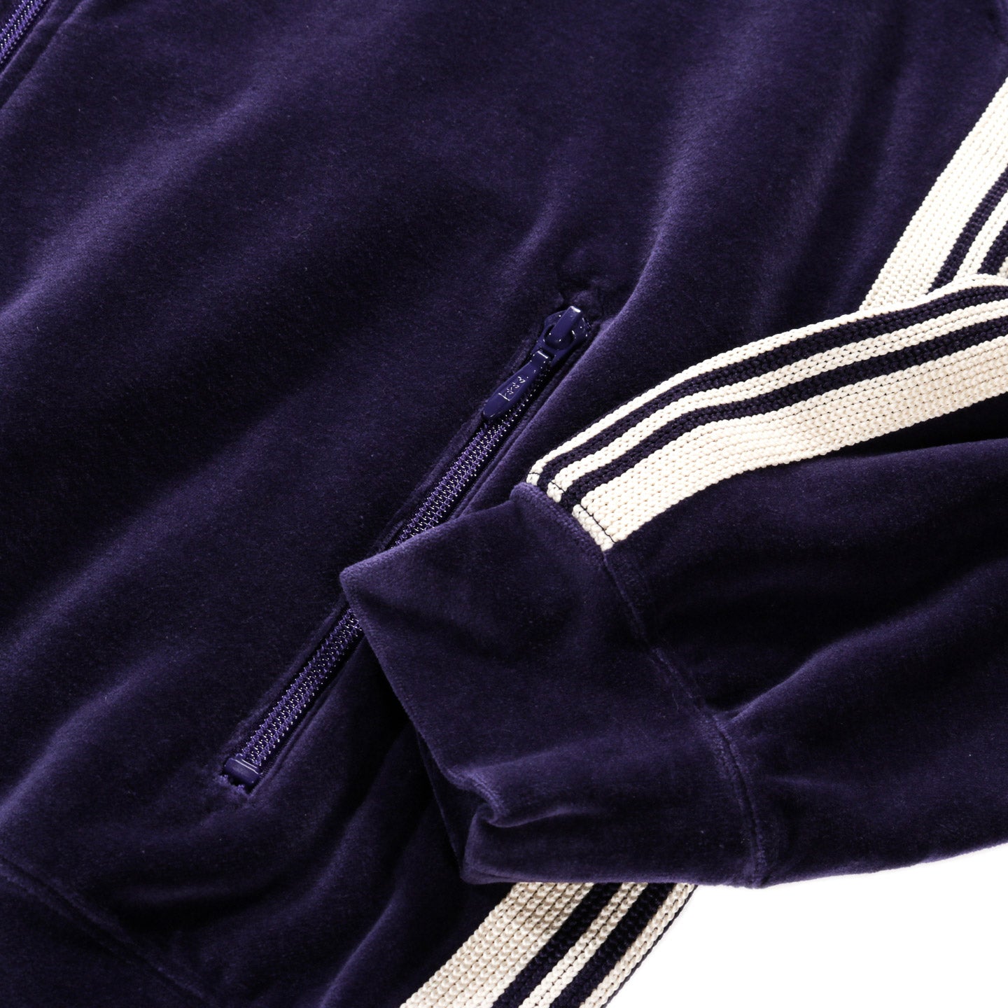 NEEDLES RIB COLLAR TRACK JACKET VELOUR NAVY