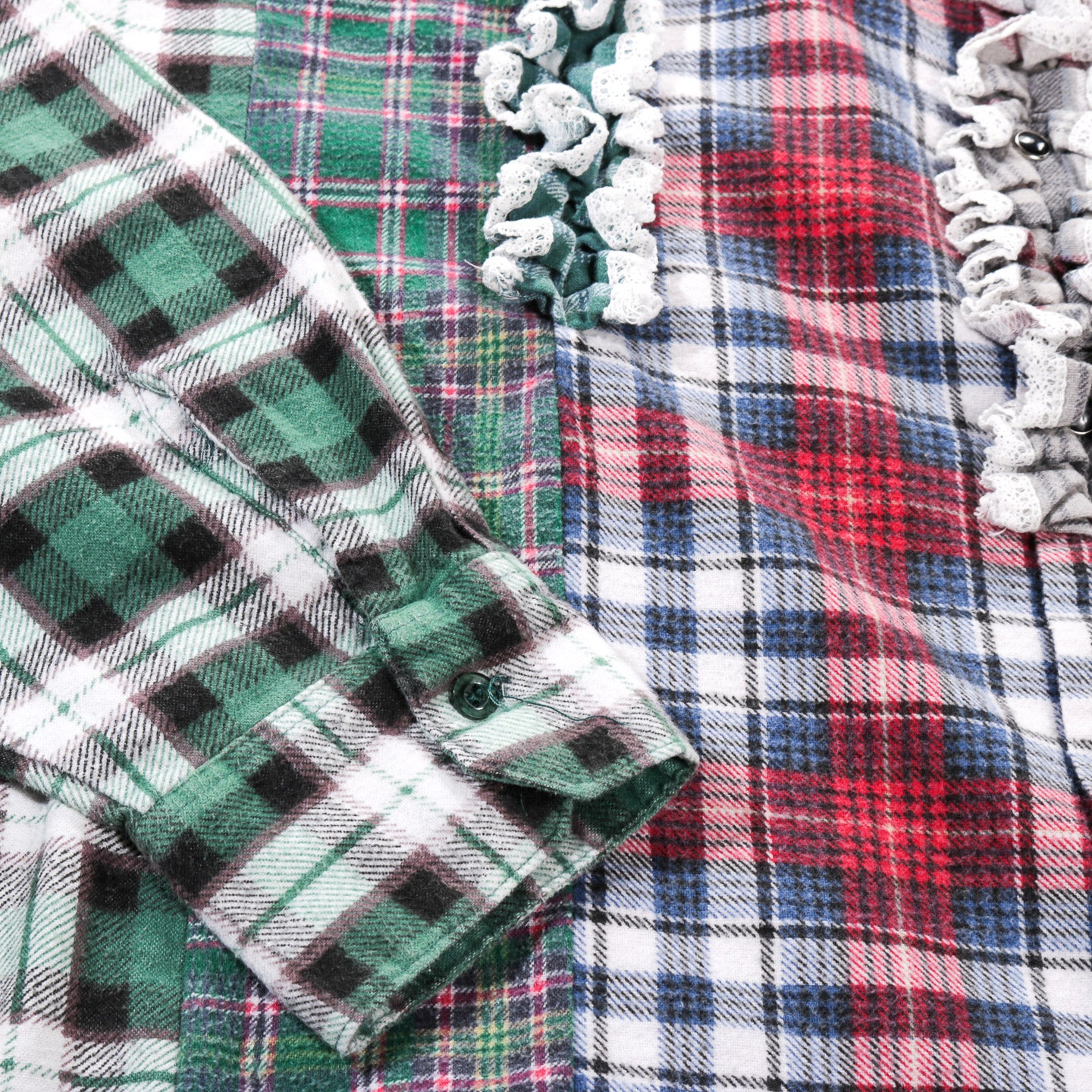 REBUILD BY NEEDLES FLANNEL SHIRT -> 5 CUTS FRILL - D