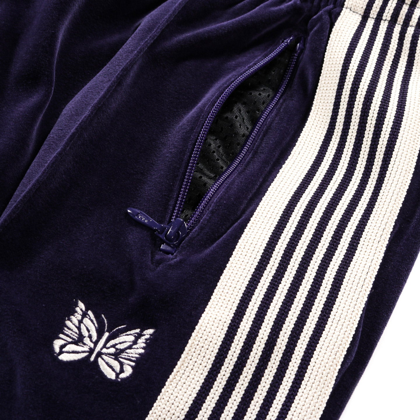 NEEDLES NARROW TRACK PANT VELOUR NAVY